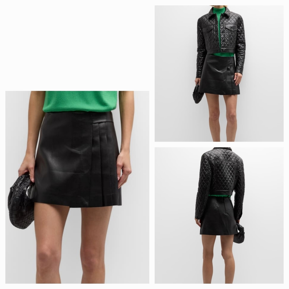 AllSaints Lila Leather Studded Mini Skirt - Picture 3 of 3